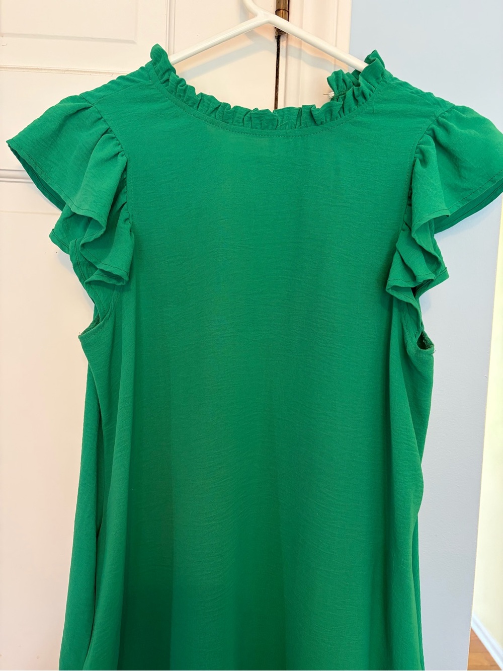 mts Green Ruffled Sleeve Women's Dress